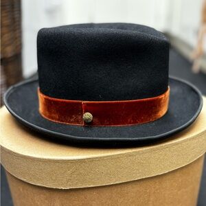Vintage Rosemont Black Hat with Felt Ribbon